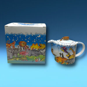 NEW Paul Cardew Noah’s Ark 2008 Teapot 6” Ceramic Whimsical Animal Pairs Boxed